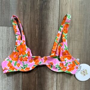 Princess Polly Floral Bikini Top in Pink and Orange